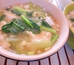 豆腐、たらこ、青菜のスープ